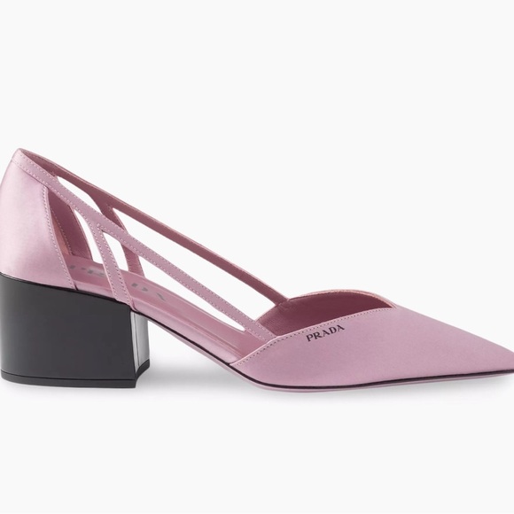 Prada Women's Pink Satin Criss Cross Block Heel Shoes, Sz 6US - Picture 1 of 13
